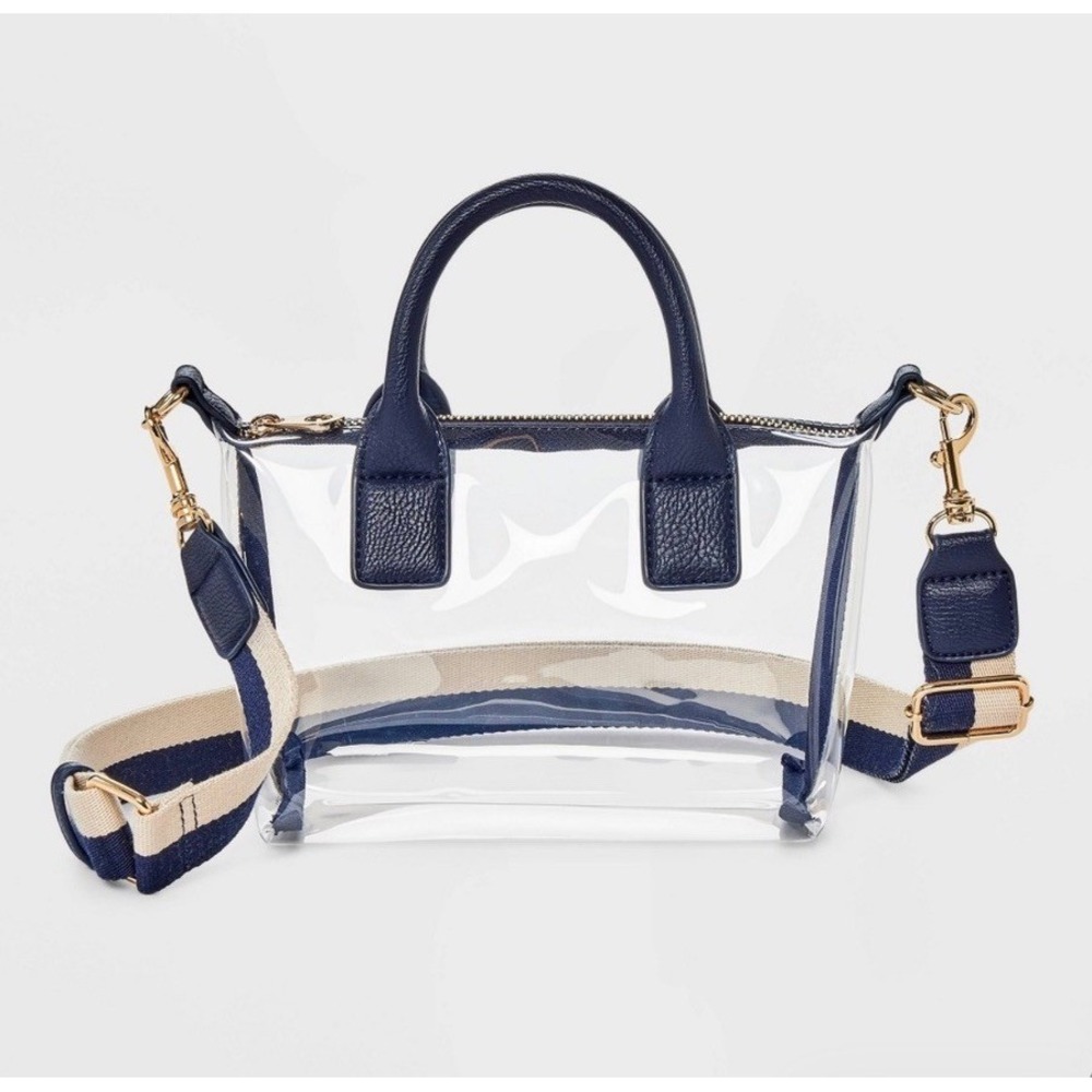 A New Day Clear Mini Satchel Bag Small Navy Blue Stadium Approved Crossbody‎ NWT